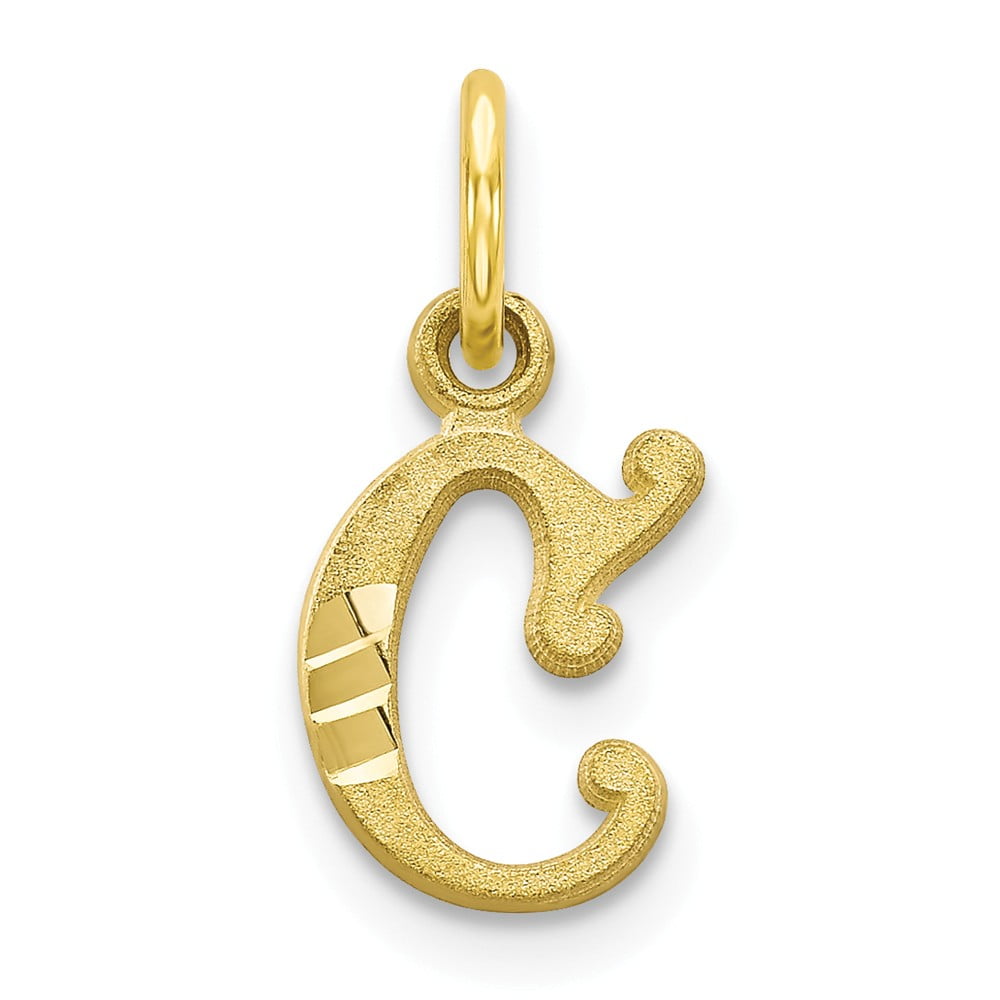 Solid 10k Yellow Gold Initial Letter C Alphabet Charm Pendant - 20mm x ...