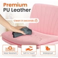 thumbnail image 5 of Orange Factory Criss Cross Chair with Wheels Comfy Wide Vanity Desk Chair Dual Base Leather Armless Adjustable Swivel for Home Computer Task (Pink Pu, Faux Leather), 5 of 7