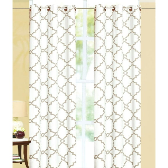 Geometric 100% Thermal Blackout Insulated Grommet Window Curtain Panel - Taupe