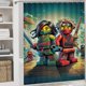 thumbnail image 5 of Juego de 4 cortinas de ducha Ninjago con alfombrillas antideslizantes, tapa de inodoro y alfombrilla de baño, cortina de ducha impermeable con decoración de dibujos animados para baño con 12 ganchos,, 5 of 8