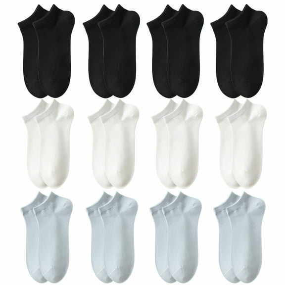 TELOLY 12Pairs Ankle Socks for Women,100%Cotton Womens Socks Size 7-9,Ankle Socks