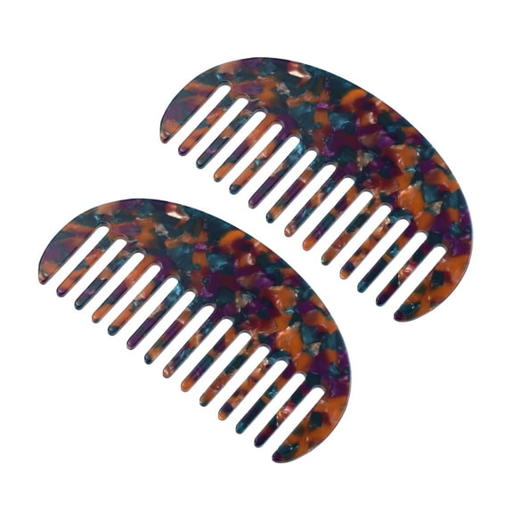 Unique Bargains 2 Pcs Anti-Static Hair Comb Wide Tooth for Thick Curly Hair Hair Care Detangling Comb Blue Purple