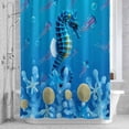 thumbnail image 2 of Summer Coastal Bathroom Shower Curtain, Ocean Blue Seahorse Jellyfish Nautical Coral Bubble Waterproof Washable Soft Bath Curtain for Bathtub Decor with 12 Hooks&Grommet, 72x72 Inch, 2 of 9