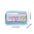 thumbnail image 3 of Chenille Letter Clear Makeup Bag Large Preppy Patch Stuff Cosmetic Bag with Zipper Nylon Travel Makeup Pouch Transparent PVC Waterproof Toiletry Organizer Storage for Women Girls, 3 of 3
