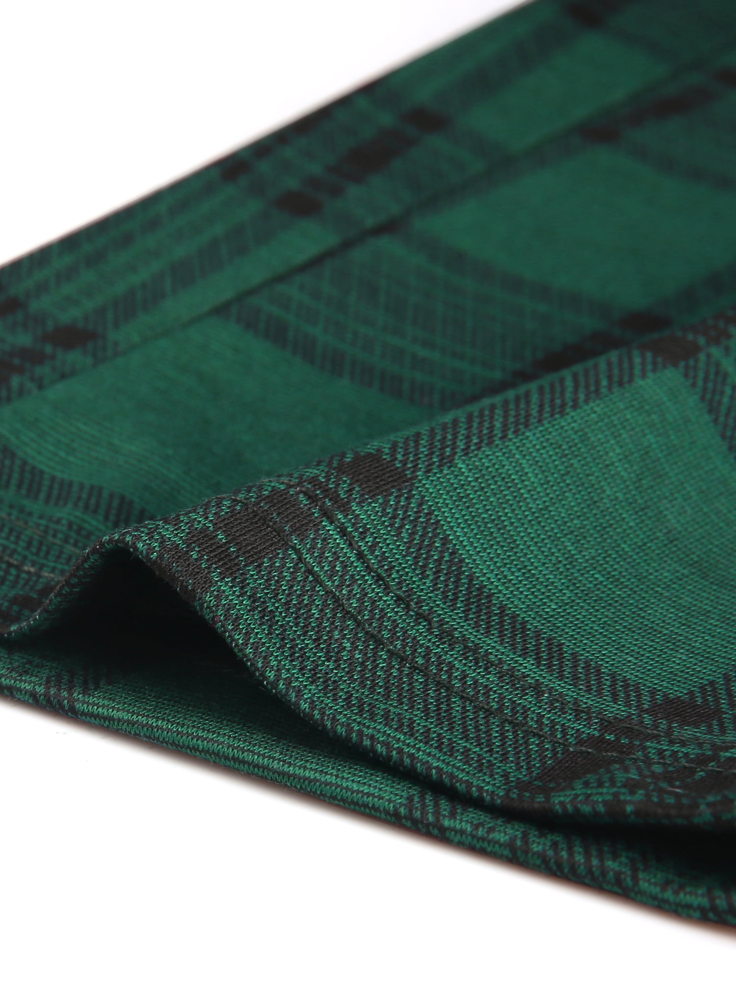 DARING DIVA Women's Tartan Plaid Pants Elastic Waist Straight Trousers L Green