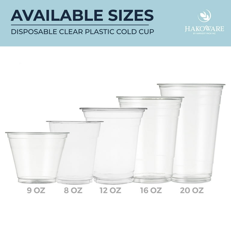 Hakoware disposable 12 oz Premium Ultra Clear plastic Cold Cups with Flat Lids 200 Sets