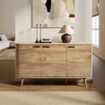 thumbnail image 2 of LuxenHome Natural Oak Manufactured Wood 3-Door 53.3-Inch Wide Buffet Cabinet, 2 of 14