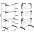 thumbnail image 2 of Tendedero Plegable para Ropa, Tendedero de Ropa Plegable 3 Niveles, Vertical y Retráctil, Colgador Ropa para Secar con Alas Laterales y Ruedas, Tendedero Portatil modernos para Interiores y Exteriores, 2 of 6