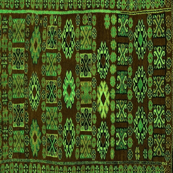 Ahgly Company Indoor Square Southwestern Green Country Area Rugs, 7' Square