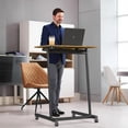 thumbnail image 4 of 36 Treadmill Desk, Mobile Small Standing Desk with Wheels for Walking Pad, Portable Table for Laptop, Rolling Table Adjustable Height, Bedside Table，Brown, 4 of 9