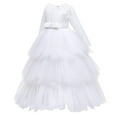 thumbnail image 4 of White Boy Girl Formal Prom Party Evening Gowns Birthday Easter Dresses for Kids Girl Boy Sleeve Crew Neck Bow Tie Vintage Goddess Mesh Dresses Homecoming Dresses Kid 2025 8 Years, 4 of 9