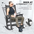 thumbnail image 2 of GloryStar Patio Rocking Chair, High Back HDPE Plastic Porch Rocker, Wooden Garden Style Outdoor Furniture with 158kg Weight Capacity for Deck, Balcony, Porch and Lounge Seating, 2 of 8