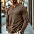 thumbnail image 2 of CONFREE Mens Long Sleeve Henley Shirts V Neck Solid Lightweight Tees, 2 of 9