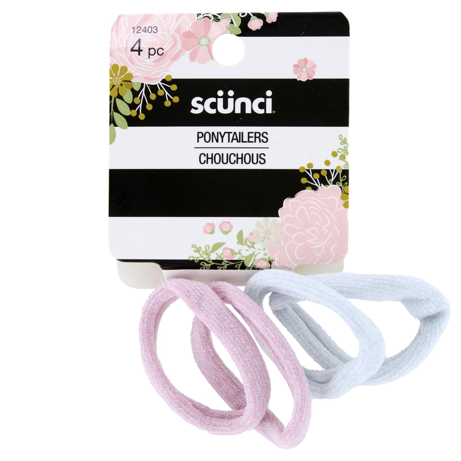 (4 pack) Scunci Hair Ponytailers, Assorted Colors, 4-Pieces