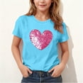thumbnail image 4 of BRGZLK Children Valentine Day Tshirts Trendy Casual Cute Love Heart Print Graphic Round Neck Short Sleeve T Shirt Top Valentine's Gifts Tops Blue 3-4 Years, 4 of 6