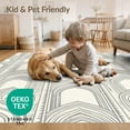 thumbnail image 4 of ODIKA 5'x7' Washable Area Rug Grey Symmetrical Neutral Border Vertical Panels Subtle Boho Vintage for Small Living Room, Bedroom, Easy Care, Non-Shedding, Pet Friendly, 4 of 7