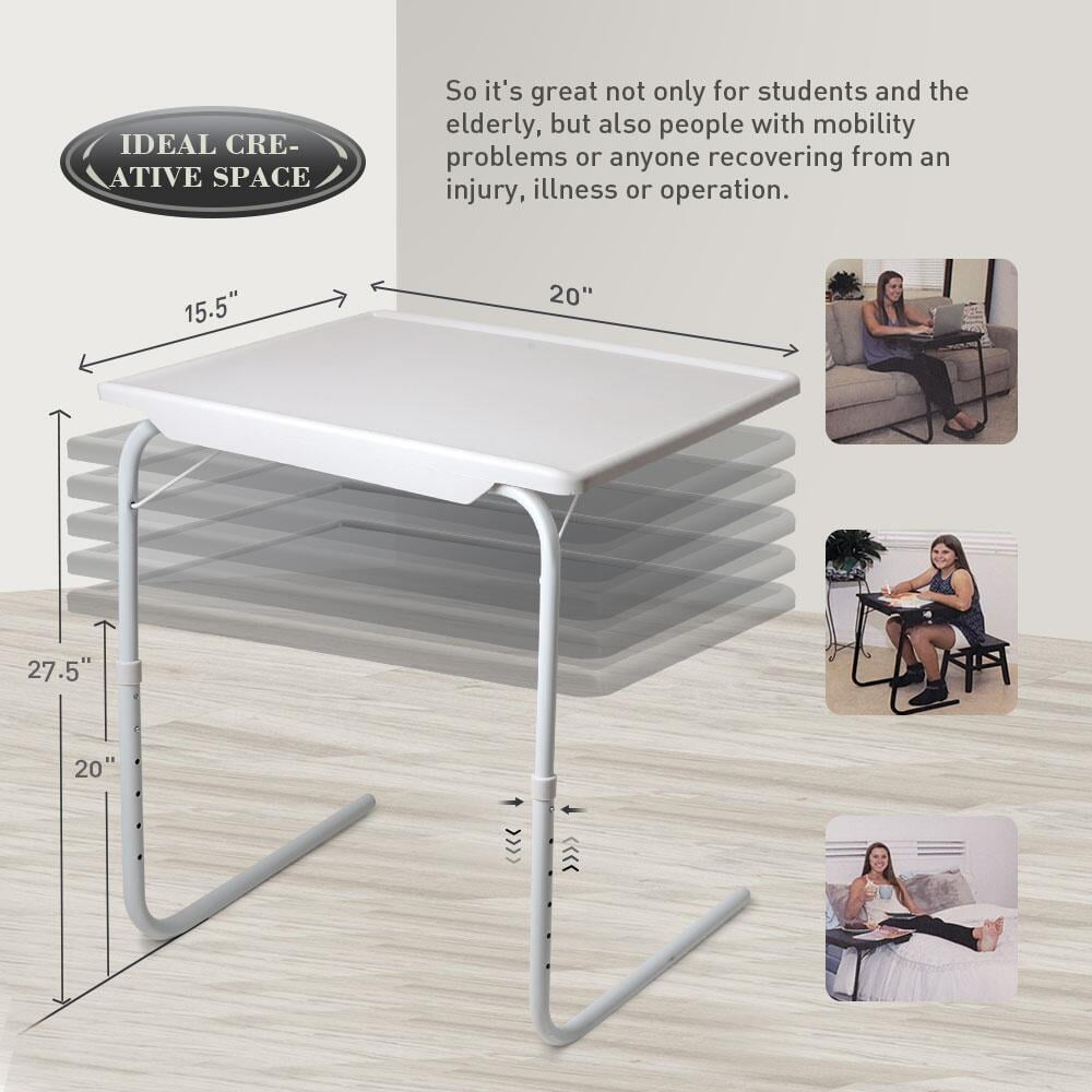 VERJE Foldable and Adjustable Small Study Overbed Computer Laptop Desk Sofa Folding Tray Table