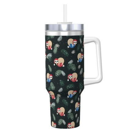 

Goofa Baby Sloths Print 40oz Ice Bully With Handle And Straw Stainless Steel Vacuum Insulated Cup And 2 In 1 Straw Lid