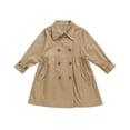 thumbnail image 6 of THDHVS Girls Trench Coat,Toddler Unisex Solid Button Front Trench Coat with Pockets Mid Length Long Sleeve,Girls Winter Coat Khaki 3-4 Years, 6 of 6