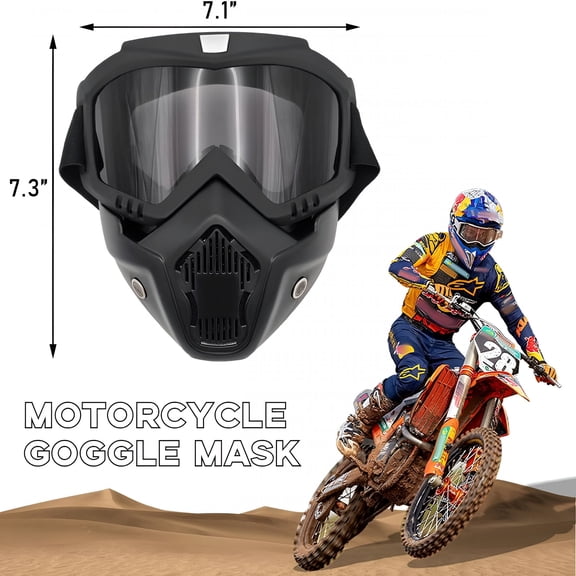GJX Motorcycle Goggles,Windproof Dirt Bike Helmet Riding Goggles with Removable Face Mask Motorcycle Accessories for Men,Motorcycle Accessories (Gray)