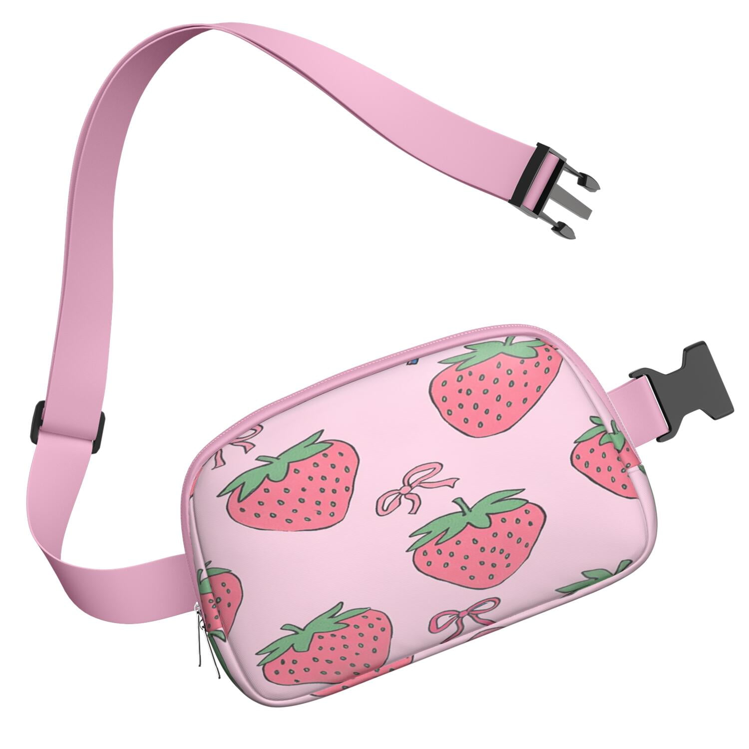 Cross Body Bag for Men&Women Waist Bag & Hip Bum Bag with Adjustable Strap for Outdoors Workout Traveling Strawberry Bow Sporty Waist Pack