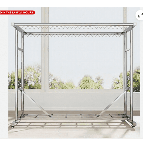 GHooa Rolling Garment Rack Heavy Duty Collapsible Clothing Clothes Rack Chrome Wheels-1000lbs-Double Rods