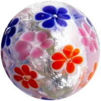 Big Game Toys~22mm (7/8") Morning Dew Hand Made Art Glass Marble Pink/Orange/Blue/White/Foil Flower