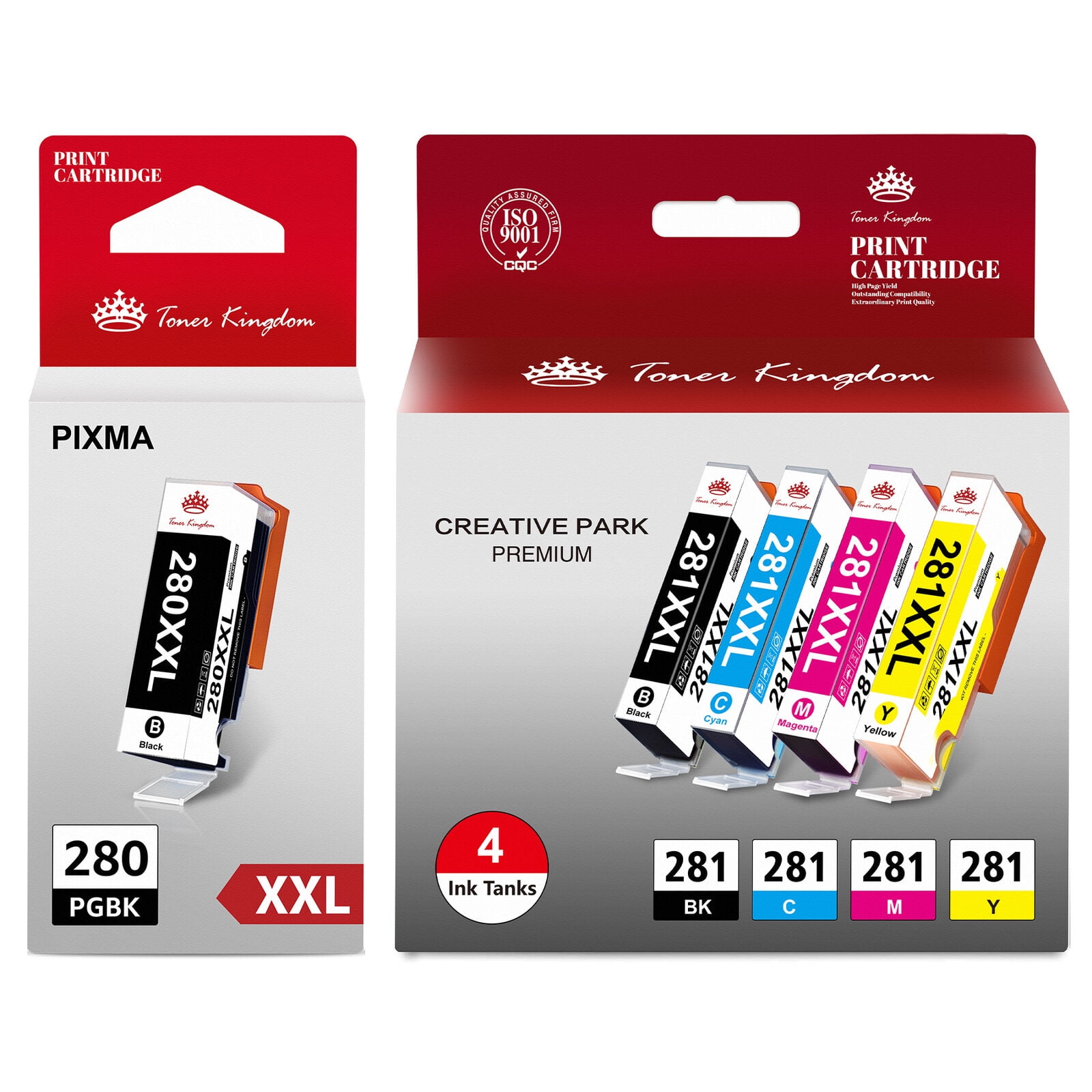 Tonerkingdom Ink Cartridges Replacement for Canon Ink 280 and 281 Cartridges Works with Canon