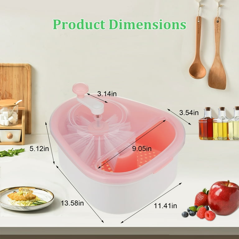  Fruit Cleaner Device Fruit Washer Spinner with Brush Vegetable  Washer Bowl Vegetable Fruit Cleaner Spinner Washer Salad Spinner(Pink) :  Home & Kitchen