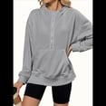 thumbnail image 3 of Sudadera de Algodón con Forro y Media Cremallera para Mujer, Cálida, de Invierno, con Bolsillo para el Pulgar Gris S, 3 of 10