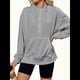 thumbnail image 3 of Sudadera de Algodón con Forro y Media Cremallera para Mujer, Cálida, de Invierno, con Bolsillo para el Pulgar Gris S, 3 of 10