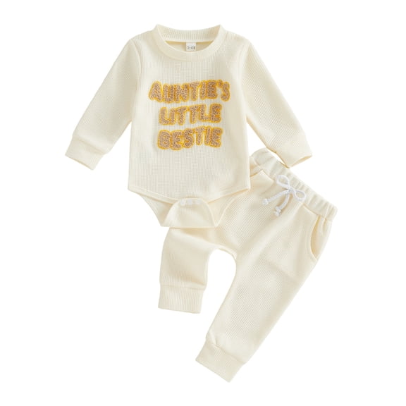 Staki Baby Clothes Newborn Baby Boy Clothes Summer Outfit Letter Print Short Sleeve Romper and Pants Hat 3Pcs Sets 0-18M(White,12-18 Months)