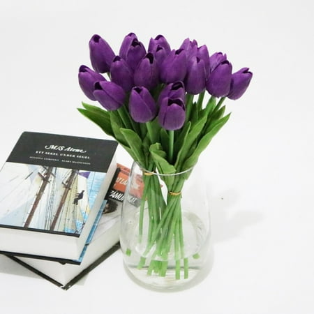 Best Place To Buy Faux Flowers AngelCity 10Pcs Tulips Artificial Flowers,Silk artificial Fake Tulip Faux Floral Flower For Home Wedding Decoration ()