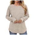 thumbnail image 1 of Kogui Chandail à Col Roulé Femme Court Chandails pour Femmes Col Rond Manches Longues Hauts Tricotés Doux Chandails à Enfiler Confortables Chemises Habillées Décontractées Vêtements Mode (Beige,TTG), 1 of 9