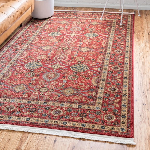 Unique Loom Edinburgh Collection Area Rug - Monroe (5' 1" x 8' Rectangle Red/Beige)
