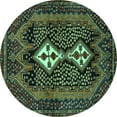 thumbnail image 1 of Ahgly Company Machine Washable Indoor Round Persian Turquoise Blue Traditional Area Rugs, 3' Round, 1 of 4