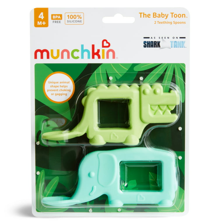 Munchkin® The Baby Toon™ Silicone Teether Spoon, 2 Pack, Elephant/Alligator  (As Seen On Shark Tank)