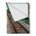 thumbnail image 2 of Train Track Soft Flannel Fleece Blanket, Creative Photo of 2 Parallel Railroad Tracks Vanishing Point on Horizon Trees, Cozy Plush for Indoor and Outdoor Use, 60" x 80", Multicolor, by Ambesonne, 2 of 5