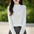thumbnail image 2 of successthop Womens Knitted Sweater Long Sleeve Tops Crewneck Casual Pullover Outwear Solid Stylish Clothes White L, 2 of 3