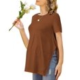 thumbnail image 4 of Ekouaer 3 Pack Maternity Shirts Short Sleeve Split Side Pregnancy Tops Casual Pregnant Tunic Blouse, 4 of 6