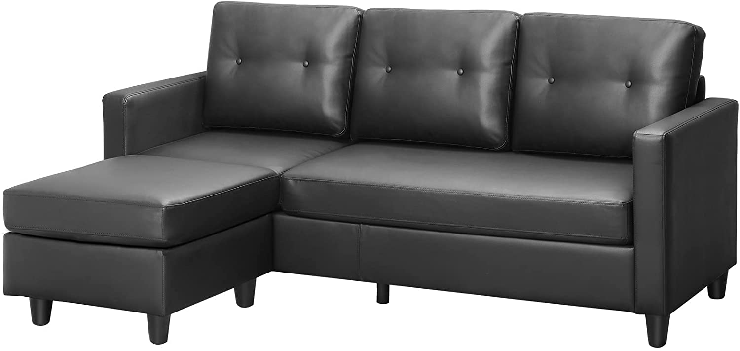 Viagdo LShaped Couch Sectional Sofa, PU Leather Sectional Sofa Couch