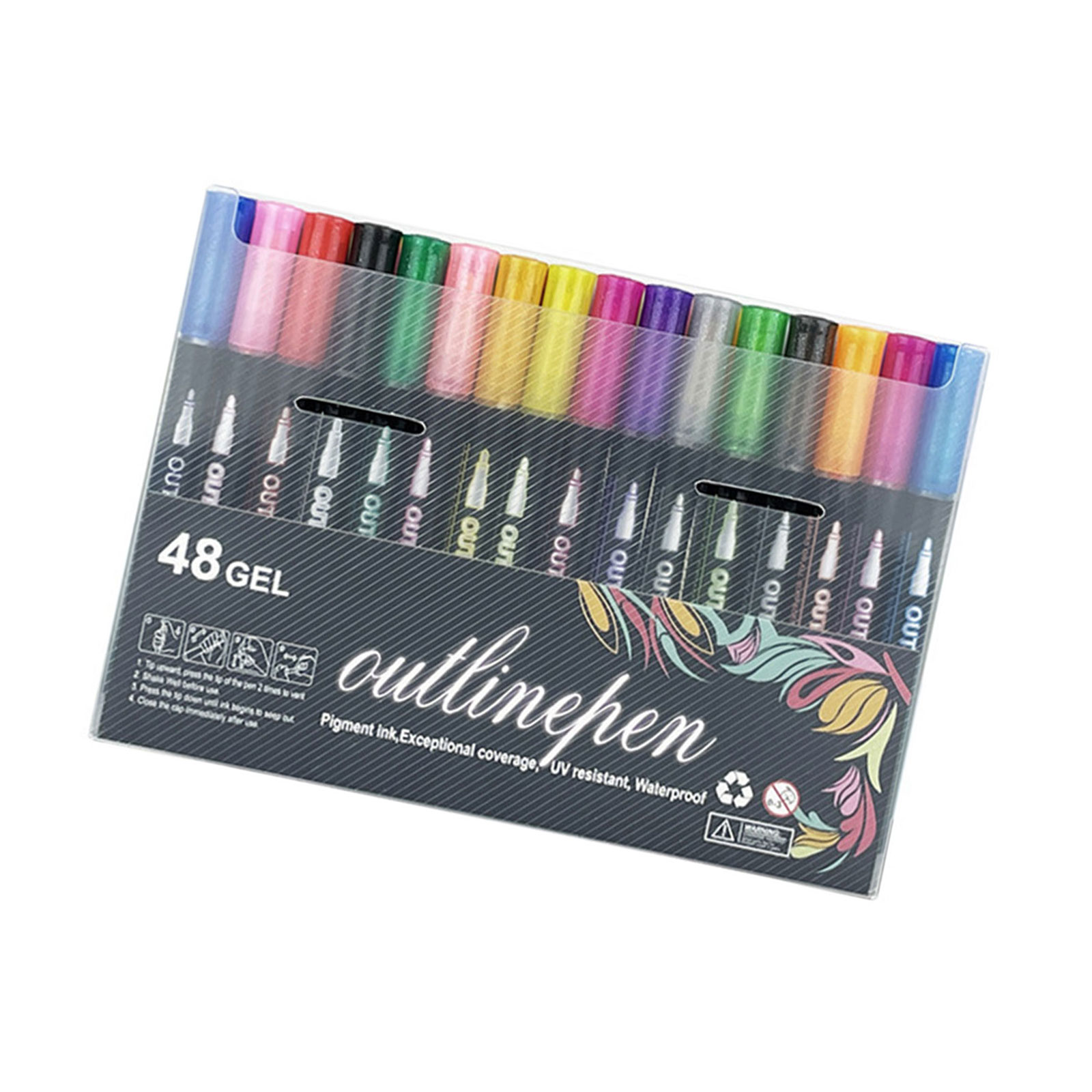 Marker Pen Smooth Flowi Double Line Glittering Gel Pen For Drawing Writing On Multiple Surfaces Fade Resistant Art Tools