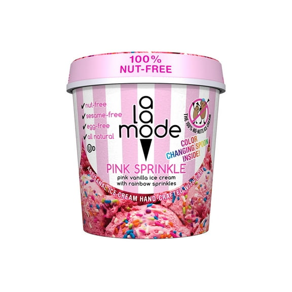 A La Mode Allergen (Nut, Sesame & Egg) Free Pink Sprinkle Ice Cream Pints, 6 Ct.