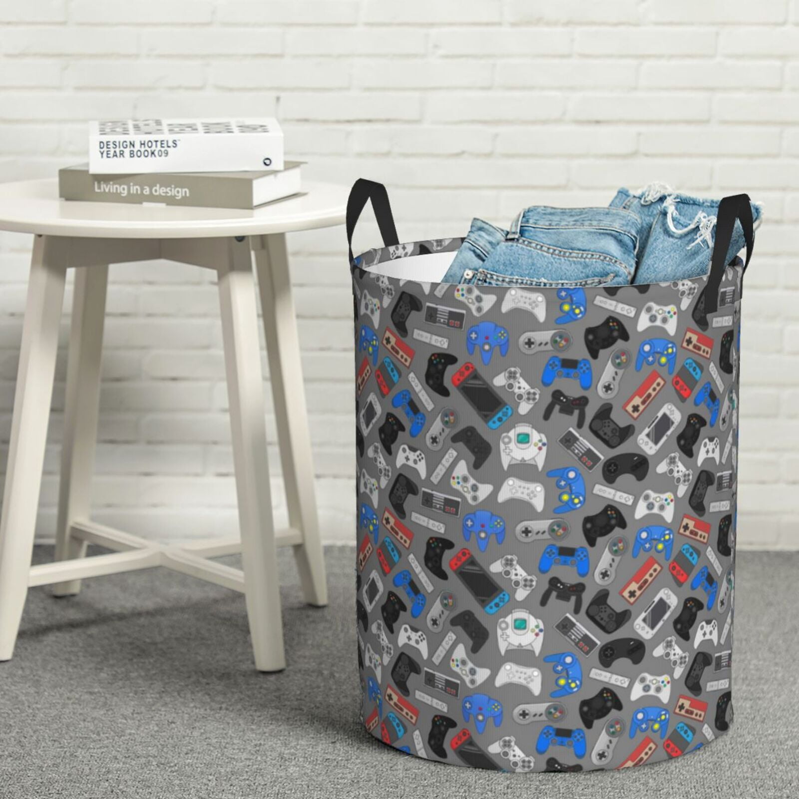 Xecao Video Game Print Laundry Hamper Basket,designed for Blanket Storage and Nursery Clothes in the Bedroom