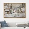 thumbnail image 2 of IDEA4WALL Framed Canvas Art Wall Decor Painting Rustic Winter Village Scene Snow-Covered Cottages and Pine Trees Fine Art Vintage Retro Chic for Dorm Home Office - 24"x36" Natural, 2 of 5