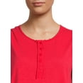 thumbnail image 4 of Time and Tru Women's Henley Tank Top with Fashion Raw Edge Detail, 4 of 5