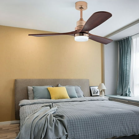 3-Blade Ceiling Fan, 47.2*19.7in Brown/Gold, 36-48W LED & 250ft² Coverage, for Dining Rooms, Kitchens