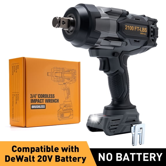 BALKONI 3/4" Cordless Brushless Impact Wrench, 2100 FT-LBS, Compatible with DeWALT 20V Battery, No Battery
