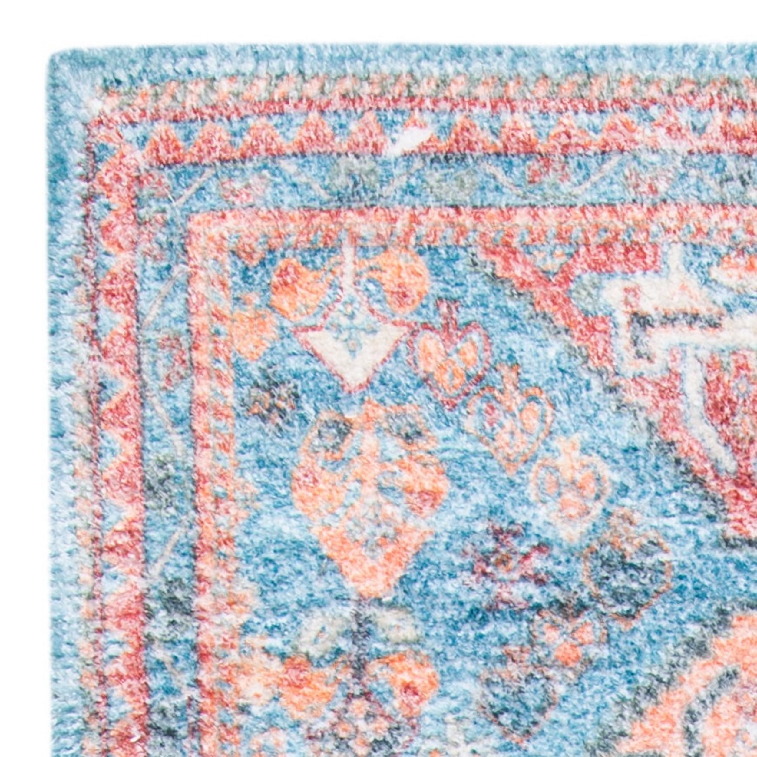 Safavieh Saffron Kierra Bordered Oriental Runner Rug, Blue/Rust, 2.3' x 8'