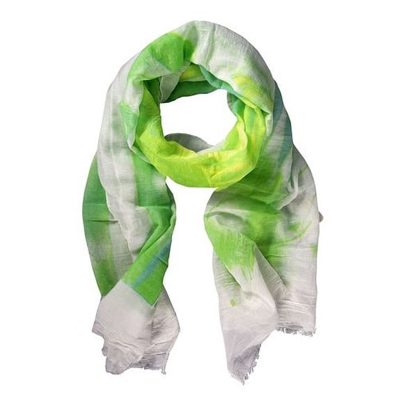 Peach Couture Modern Feather Floral Graphic Print Fringe Shawl Wrap Scarf